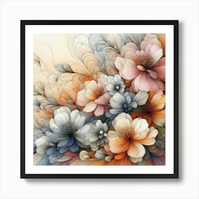 Abstract Flowers Art Print