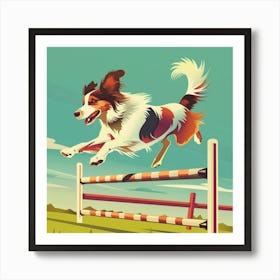 Dog Jumping Over An Obstacle 2 Art Print