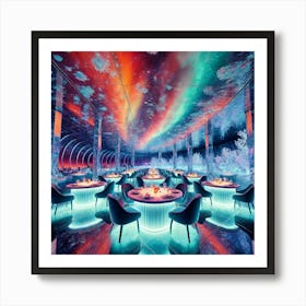 A Futuristic Restaurant Interior During Aurora Din Art Print