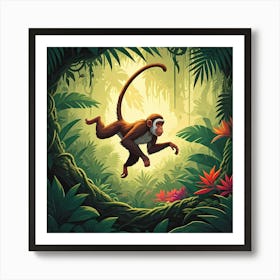 Swinging Monkey Art Print