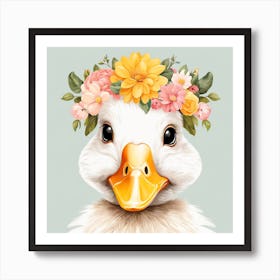 Floral Baby Duck Nursery Illustration (53) Art Print