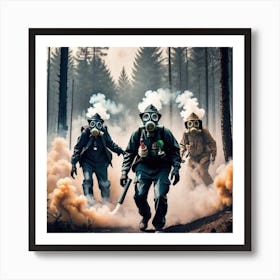 Forest Fire And Gas Masks Affiche