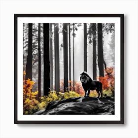 Lion In The Forest 28 Art Print