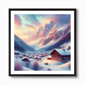 Snow avalanche in the mountains 1 Art Print