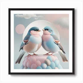 Firefly A Modern Illustration Of 2 Beautiful Sparrows Together In Neutral Colors Of Taupe, Gray, Tan (87) Art Print