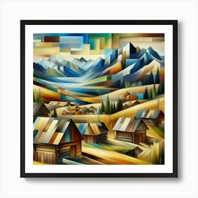 A mixture of modern abstract art, plastic art, surreal art, oil painting abstract painting art e
wooden huts mountain montain village 1 Art Print