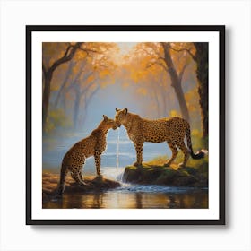 Leopard sunset Art Print