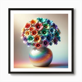 Rainbow Flowers In A Vase 3 Art Print