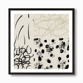 Black And White Brush Strokes Painting Art Print