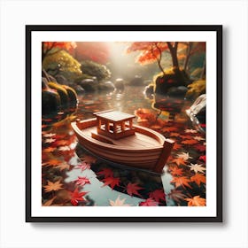 Boat In Autumn Leaves Art Print