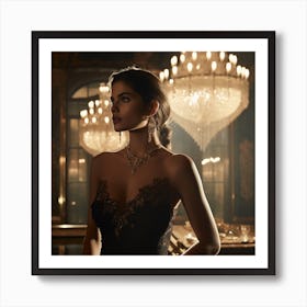 Woman In A Black Dress Art Print