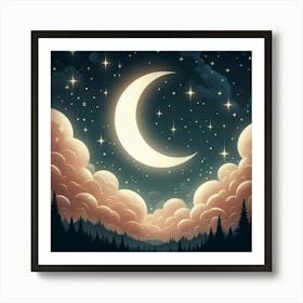 Moon And Clouds 2 Art Print