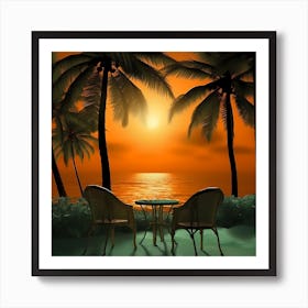 Sunset At The Beach Art Print