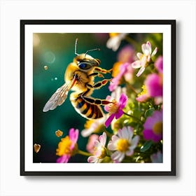 Bee of flower Art Print