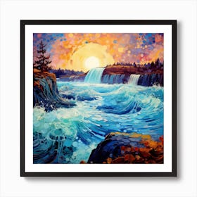 Sunset At The Falls 1 Art Print