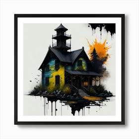 Colored House Ink Painting (83) Art Print