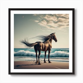 Horse On The Beach Art Print