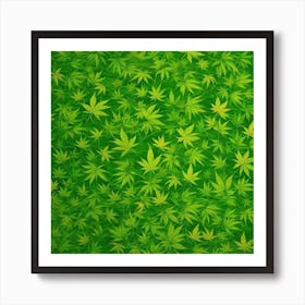 Green Marijuana Leaves Background Art Print