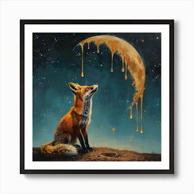 Fox In The Moonlight 1 Art Print