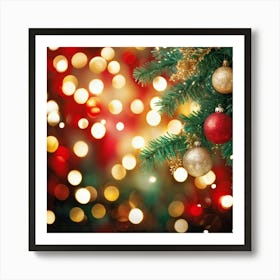 A Festive Greeting Card Photo Design Featuring A Sparkling Gold Framed Tree Branch Captured In Vivi (3) Art Print