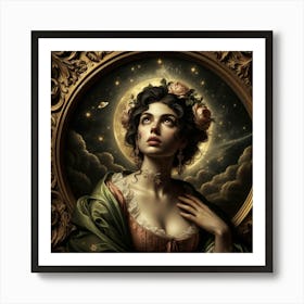 Woman in Awe - Celestial bodies Art Print