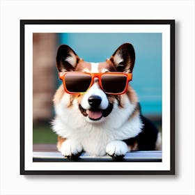 Corgi Wearing Sunglasses 5 Art Print