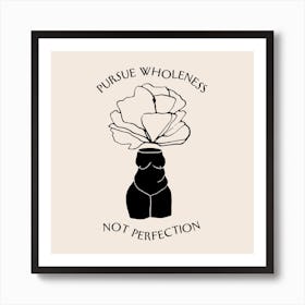 Vase Flower Head Body Positive Pursue Wholeness  Square Art Print