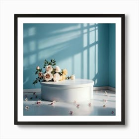 White Vase With Flowers Art Print