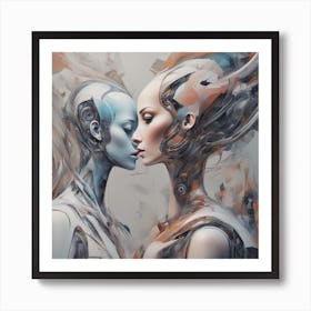 Two Women Kissing Art Print