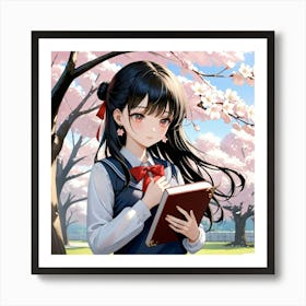 Cherry Blossom Schoolyard Art Print