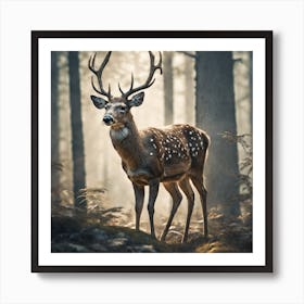 Deer In The Forest 210 Art Print