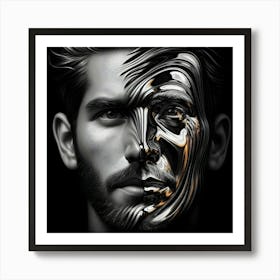 Portrait Of A Man With A Silver Face Art Print