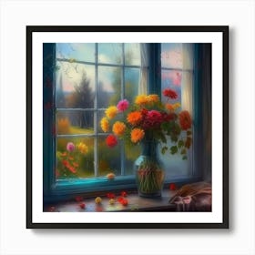 Flowers By The Window Art Print