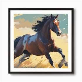 Horse Running In The Field 2 Art Print