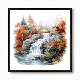 Waterfall In Autumn 1 Art Print