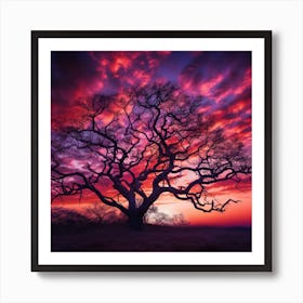 Tree At Sunset Art Print