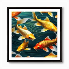 Gold Fish Wallpaper Art Print