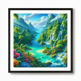 Tropical Landscape Painting Art Print