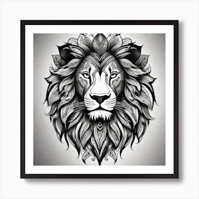 Lion Head Tattoo 5 Art Print