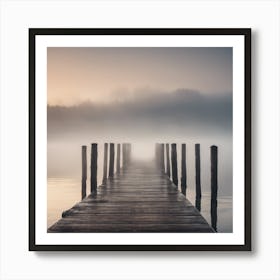 967448 A Wooden Pier At Misty Dawn In A Still Sea Xl 1024 V1 0 2 Art Print