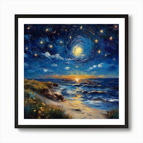 Van Gogh Inspired Starry Night Painting Art Print