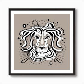 Lion Head, with melting hair Art Print