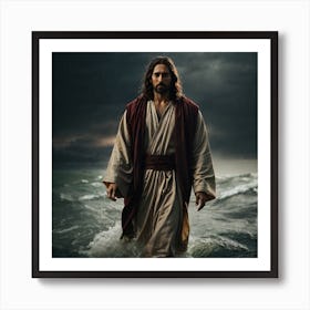 Jesus In The Ocean Art Print