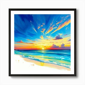 Sunset Beach Painting Art Print