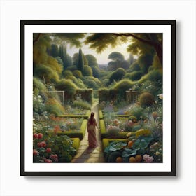 Woman In A Garden 8 Art Print