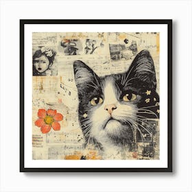 Cat On Paper Art Print