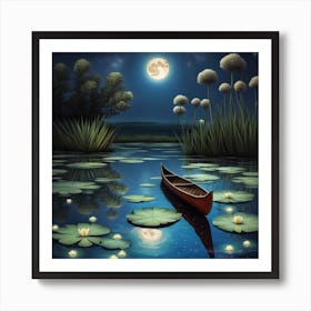 Canoe On The Pond Art Print