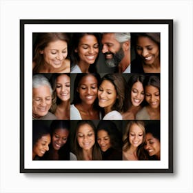 Collage Of Smiling Faces Art Print