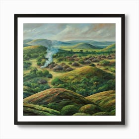 Village In The Hills Art Print