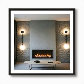 Modern Living Room With Fireplace 15 Art Print